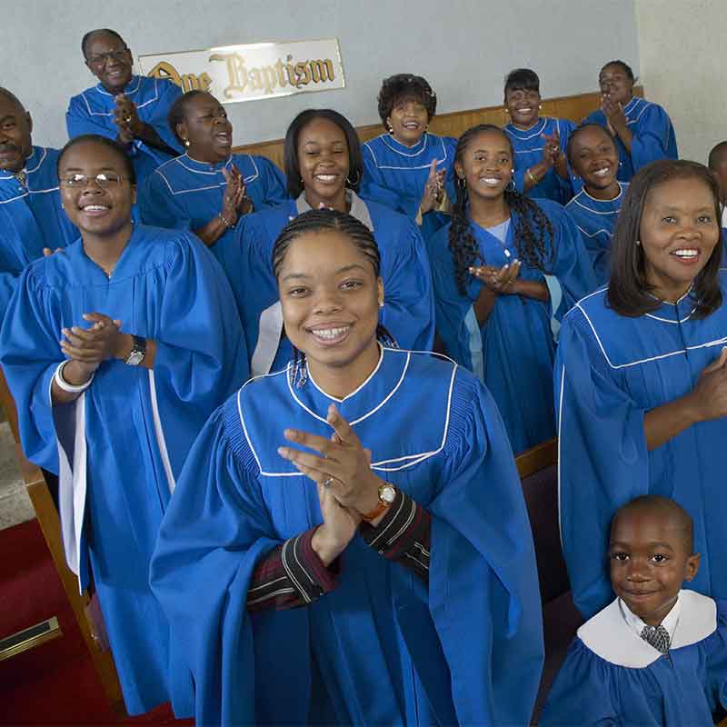 Choir singing in a church